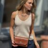 Exclusief   Unieke Leer  Tas met Natuurlijke  walnoten hout  (Handmade)