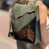 Exclusief Unieke Leer  Rugzak met Herfstbladeren  (Handmade)