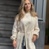 Cardigan Bloemen van Handgemaakte 70% Wol 30% Katoen - Crème