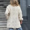 Cardigan Bloemen van Handgemaakte 70% Wol 30% Katoen - Crème