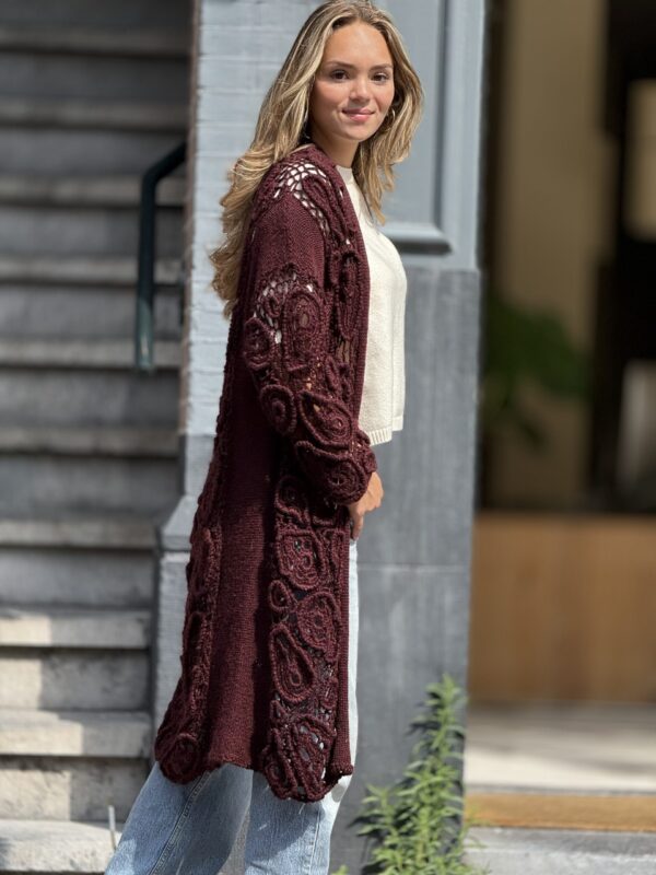 Cardigan van Handgemaakt Ierse Kant  Crochet 50% Italiaans Wol 20% Cashmere 30% Mohair