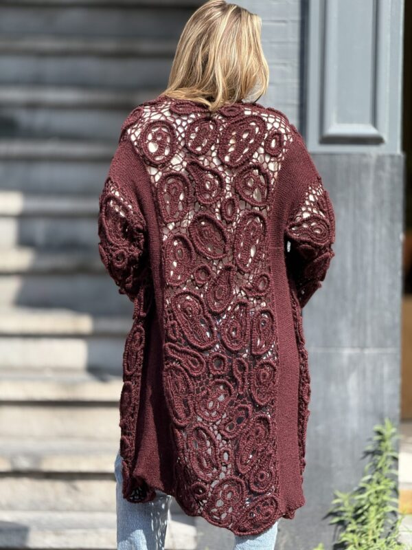 Cardigan van Handgemaakt Ierse Kant  Crochet 50% Italiaans Wol 20% Cashmere 30% Mohair