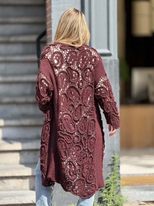 Cardigan van Handgemaakt Ierse Kant  Crochet 50% Italiaans Wol 20% Cashmere 30% Mohair