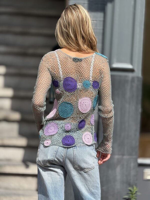 Crochet Blouse in gehaakte stijl van  Italiaanse 20% Katoen 80 % Viscose - Handmade Crochet