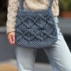 Exclusief  Handmade  schouder Tas Macramé Grijs-Blauw Kleur