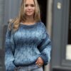 Blouse  Handgemaakt  van   80%  Italiaanse Bio Katoen 20% Linnen   - Blauwe Mix