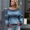 Blouse  Handgemaakt  van   80%  Italiaanse Bio Katoen 20% Linnen   - Blauwe Mix