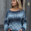 Blouse  Handgemaakt  van   80%  Italiaanse Bio Katoen 20% Linnen   - Blauwe Mix