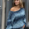 Blouse  Handgemaakt  van   80%  Italiaanse Bio Katoen 20% Linnen   - Blauwe Mix