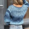 Blouse  Handgemaakt  van   80%  Italiaanse Bio Katoen 20% Linnen   - Blauwe Mix