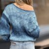 Blouse  Handgemaakt  van   80%  Italiaanse Bio Katoen 20% Linnen   - Blauwe Mix