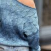 Blouse  Handgemaakt  van   80%  Italiaanse Bio Katoen 20% Linnen   - Blauwe Mix