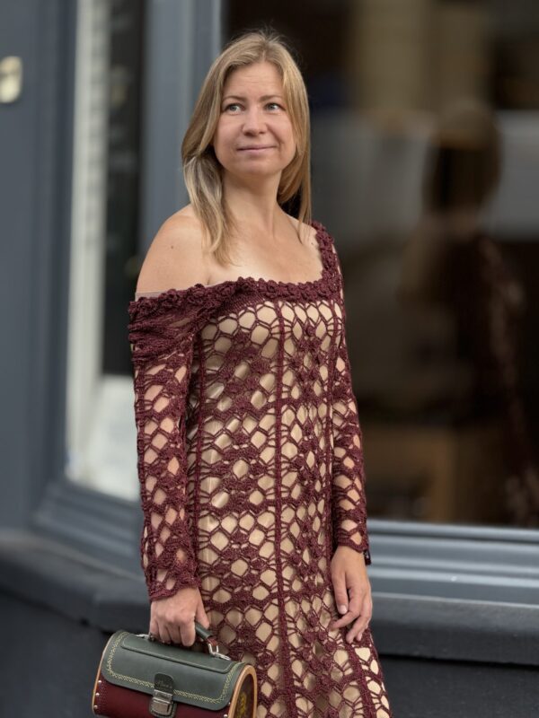 Elegante Crochet Classic stijl jurk - M/L maat Kwaliteit Italiaanse Viscose