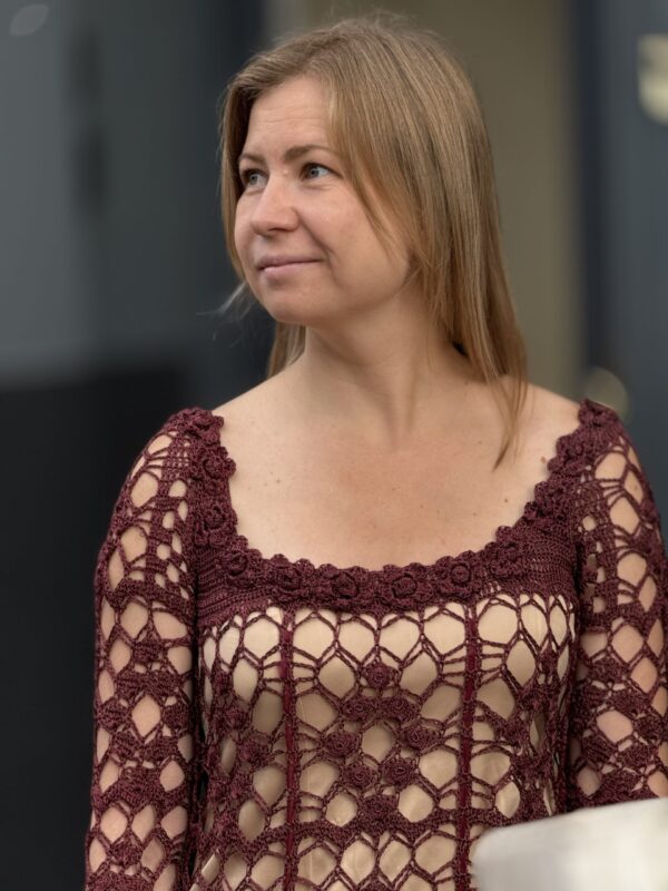 Elegante Crochet Classic stijl jurk - M/L maat Kwaliteit Italiaanse Viscose