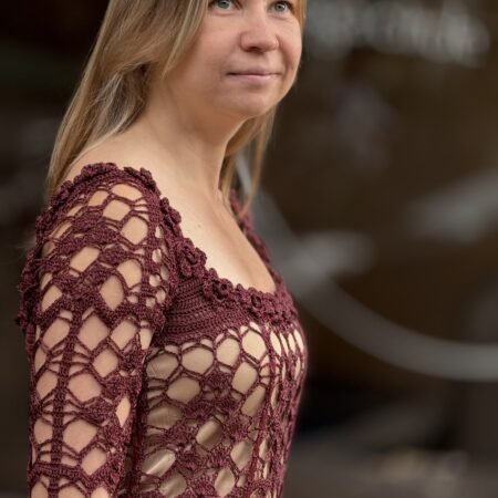 Elegante Crochet Classic stijl jurk - M/L maat 
Kwaliteit Italiaanse Viscose