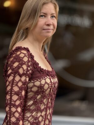 Elegante Crochet Classic stijl jurk - M/L maat Kwaliteit Italiaanse Viscose