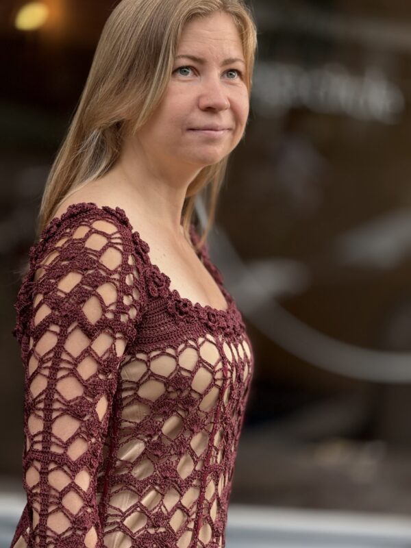 Elegante Crochet Classic stijl jurk - M/L maat Kwaliteit Italiaanse Viscose