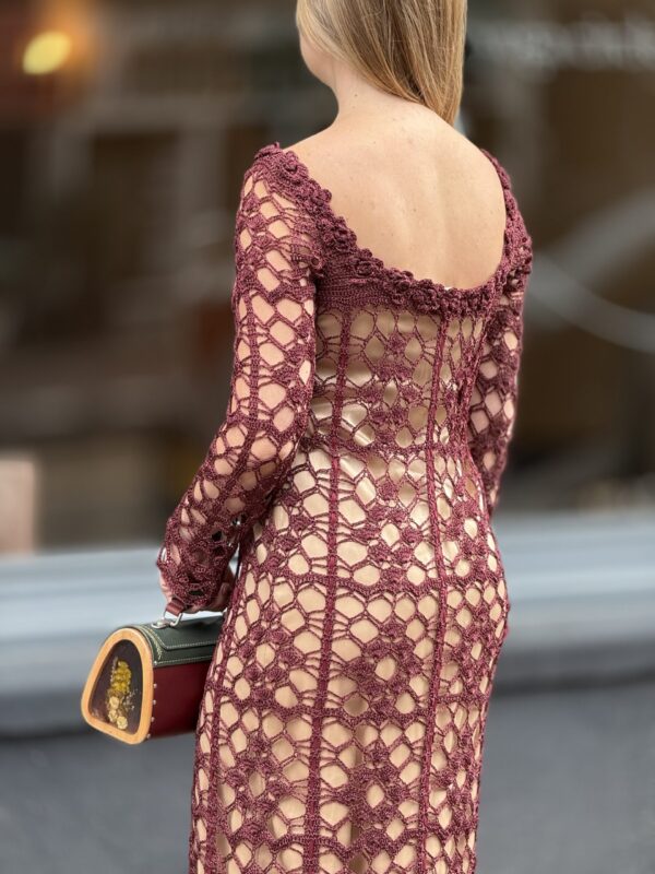 Elegante Crochet Classic stijl jurk - M/L maat Kwaliteit Italiaanse Viscose