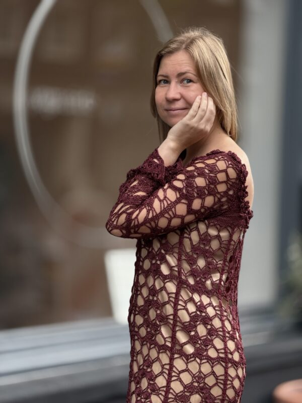 Elegante Crochet Classic stijl jurk - M/L maat Kwaliteit Italiaanse Viscose