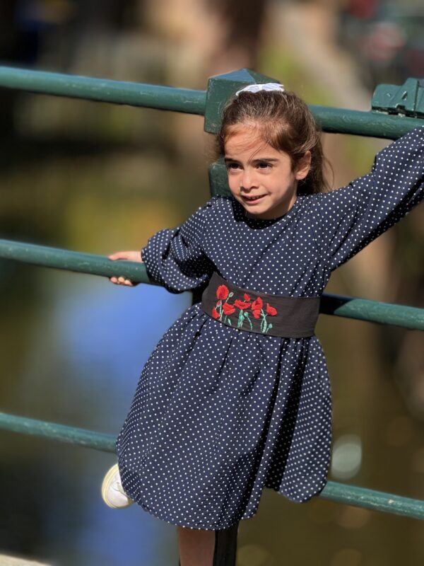 Meisje Jurk  Klaproosjes Handmade Borduurwerk 3-4 jaar