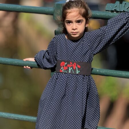 Meisje Jurk  Klaproosjes Handmade Borduurwerk 3-4 jaar