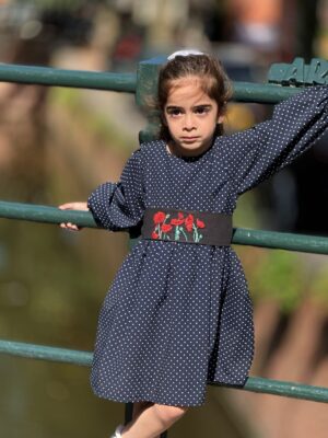 Meisje Jurk  Klaproosjes Handmade Borduurwerk 3-4 jaar