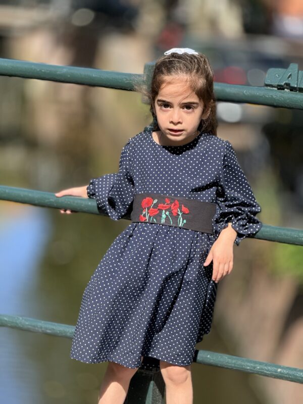 Meisje Jurk  Klaproosjes Handmade Borduurwerk 3-4 jaar