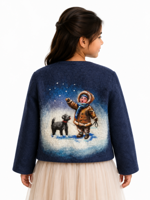 Handgemaakte  Jas Merinowol Kleding voor Kinderen | Luxe & Ambacht Vilt  leftijd  12 tot 14 jaar