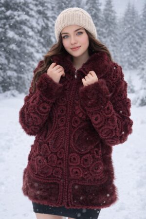 Handgemaakte Ierse kant  Dames  Jas van wol | Uniek design maat XL-XXL