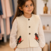 Handgemaakte  Gilet Merinowol  Vilt Kleding voor Kinderen | Luxe & Ambacht Leftijd 2-3 jaar  Vilt Vogels