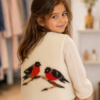 Handgemaakte  Gilet Merinowol  Vilt Kleding voor Kinderen | Luxe & Ambacht Leftijd 2-3 jaar  Vilt Vogels
