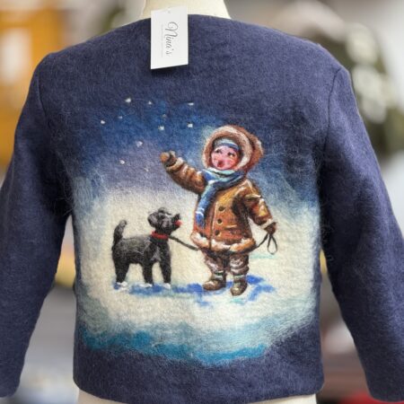Handgemaakte  Jas Merinowol Kleding voor Kinderen | Luxe & Ambacht Vilt  leftijd  14-15 jaar