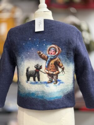 Handgemaakte  Jas Merinowol Kleding voor Kinderen | Luxe & Ambacht Vilt  leftijd  14-15 jaar