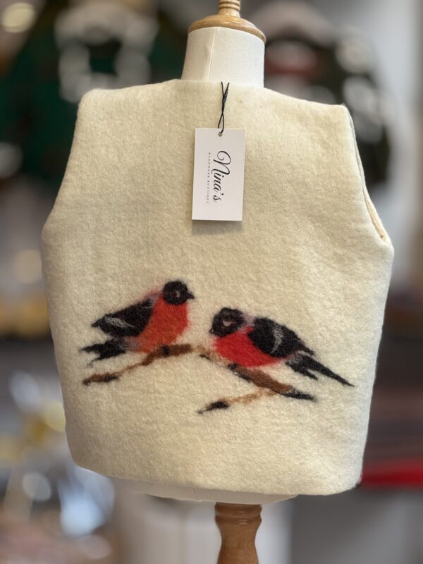 Handgemaakte  Gilet Merinowol  Vilt Kleding voor Kinderen | Luxe & Ambacht Leftijd 4-5 jaar  Vilt Vogels