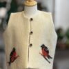 Handgemaakte  Gilet Merinowol  Vilt Kleding voor Kinderen | Luxe & Ambacht Leftijd 4-5 jaar  Vilt Vogels