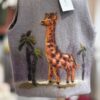 Handgemaakte  Gilet Merinowol  Vilt Kleding voor Kinderen | Luxe & Ambacht Leftijd 5-6 jaar  Vilt Giraf
