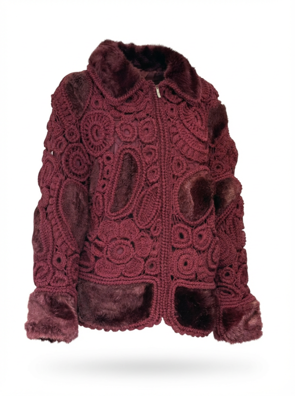 Handgemaakte Ierse kant  Dames  Jas van wol | Uniek design maat XL-XXL