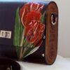 Exclusieve Luxe Leren Tas met Natuurlijk Hout  – Handgemaakt & Limited Editio Tas Tulp  Rood Amsterdam