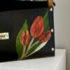 Exclusieve Luxe Leren Tas met Natuurlijk Hout  – Handgemaakt & Limited Editio Tas Tulp  Rood Amsterdam
