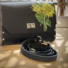 Luxe Leren Designer Tas – Handgeschilderd met Zonnebloemen van Leonardo da Vinci & Ebbenhout Details | Exclusieve Kunsttas