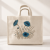 Handmade Embroidered Canvas Tote Bag, Hand Embroidery Floral Bag, Blue Poppy Tote, Artisan Shoulder Bag, Eco Gift for Women, Unique Handcrafted Everyday Bag, Nina’s Handwork Boutique Amsterdam