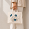 Handmade Embroidered Canvas Tote Bag, Hand Embroidery Floral Bag, Blue Poppy Tote, Artisan Shoulder Bag, Eco Gift for Women, Unique Handcrafted Everyday Bag, Nina’s Handwork Boutique Amsterdam