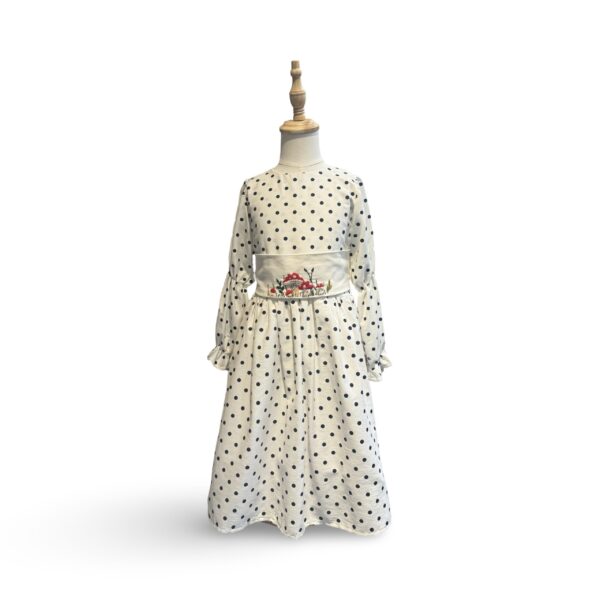 Kinder jurk met hand geborduurd paddenstoel