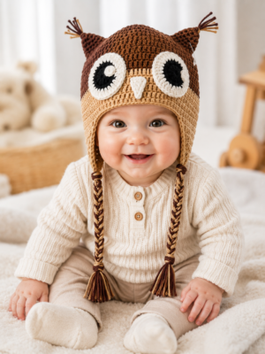 Owl Knit Baby Hat