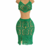 Green Crochet Two Piece Set – Handmade Boho Crop Top & Skirt Co-Ord