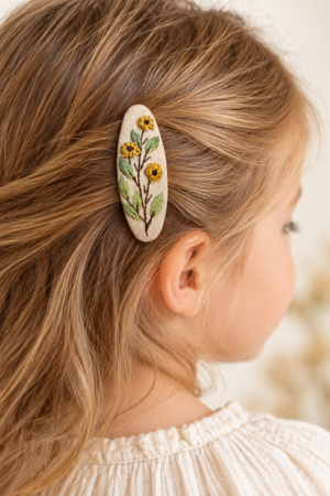 Embroidered Hair Clip for Kids – Cute Handmade Hair Accessory