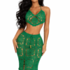 Green Crochet Two Piece Set – Handmade Boho Crop Top & Skirt Co-Ord