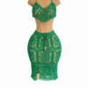 Green Crochet Two Piece Set – Handmade Boho Crop Top & Skirt Co-Ord