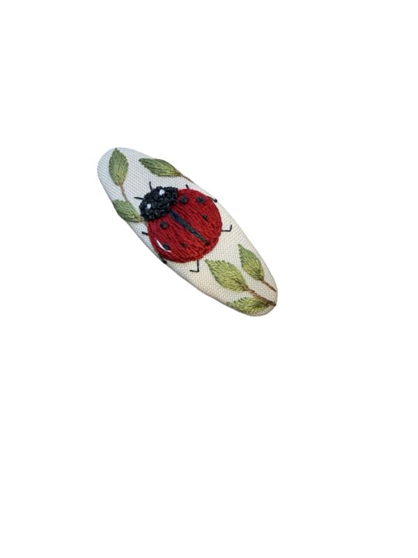 Embroidered Hand Hair Clip Patch – Minimal Line Art Ladybugs