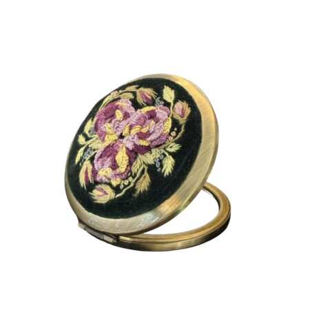 Vintage & Antiek Handgemaakt Borduurwerk  Spiegel – Unieke Decoratie – Hoge Kwaliteit Handwerk -Donker Groen